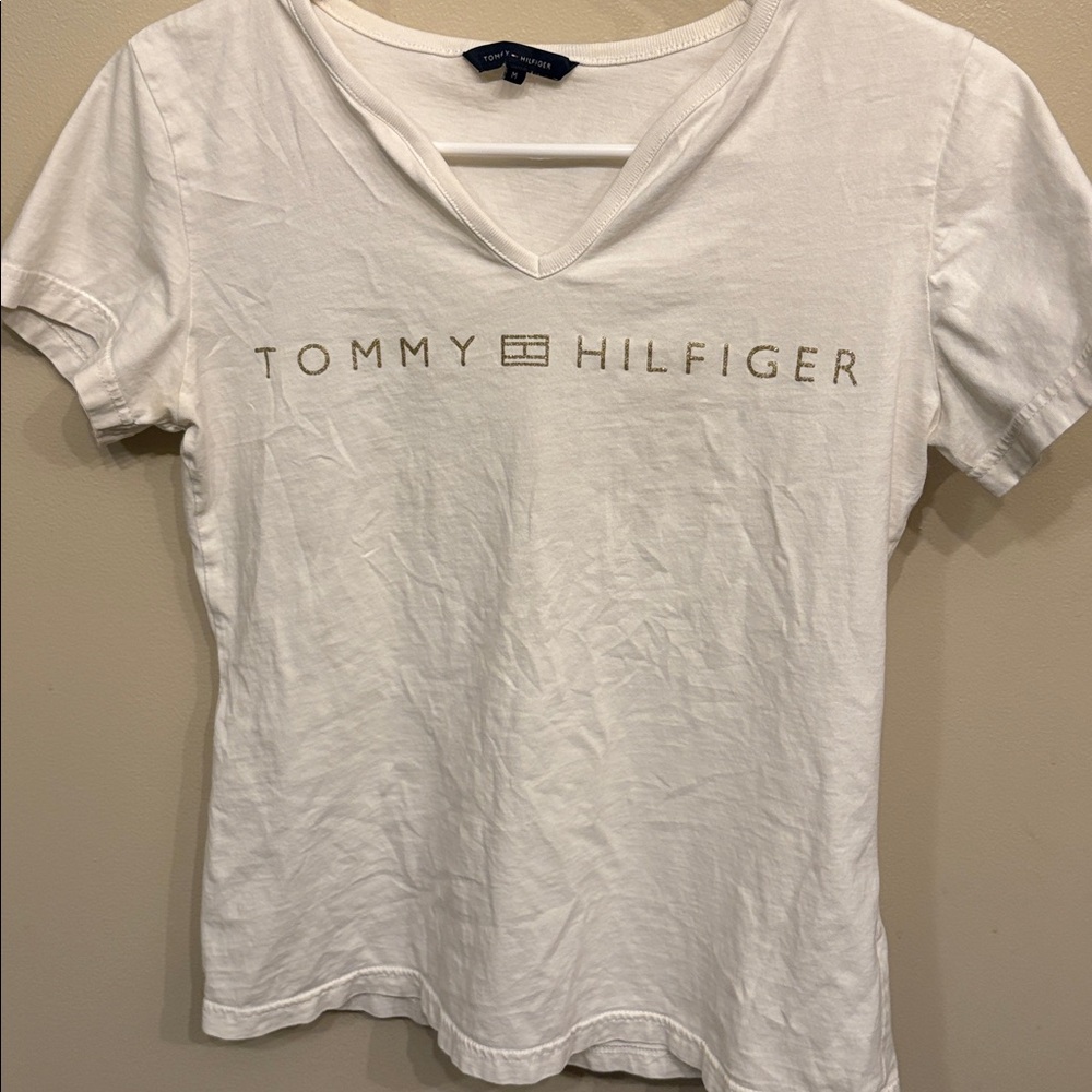 Tommy Hilfiger Cream V-Neck Tee
